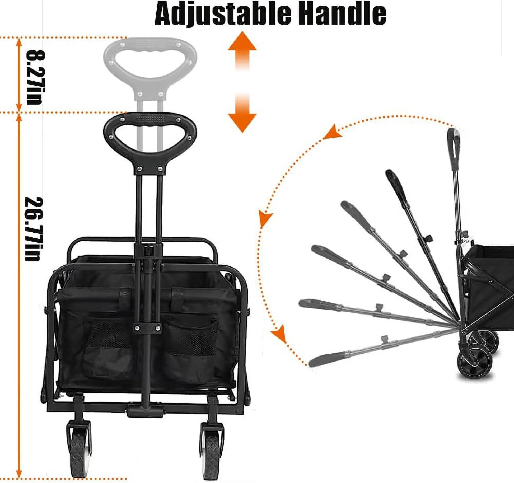 Durable Folding Wagon - 200 Lb Capacity, All-Terrain Wheels, Adjustable Handle,Outdoor Utility, Portable Design